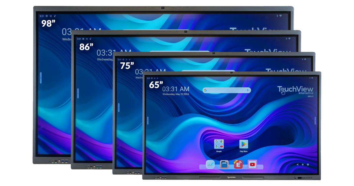 ATFA Gen 5 interactive displays in 65, 75, 86, and 98 inch sizes